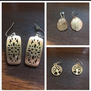 3 pairs of gold plated earrings